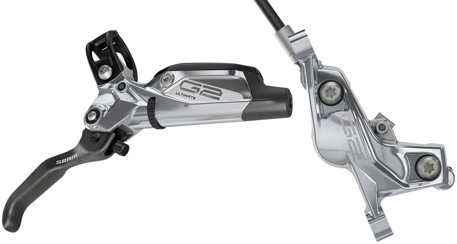 SRAM G2 Ultimate Disc Brake and Lever - Front, Hydraulic, Post Mount, Carbon Lever, Titanium Hardware, Polar Grey Anodized, A2 