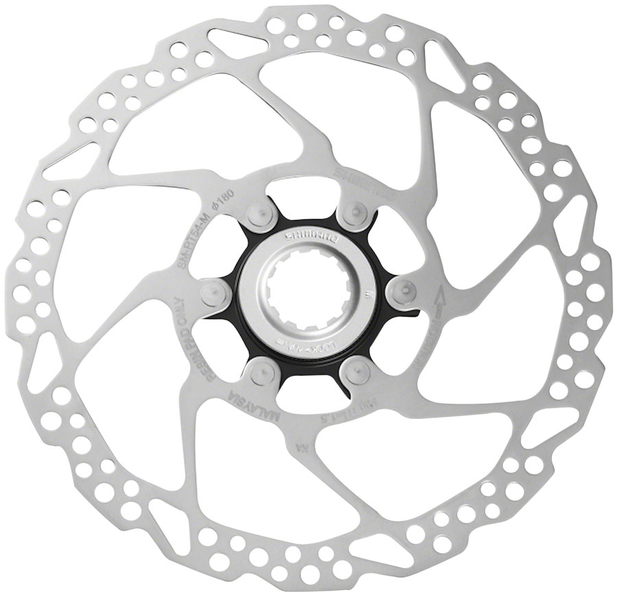 Shimano Deore SM-RT54-M Disc Brake Rotor - 180mm, Center Lock, For Resin Pads Only, External Lockring, Silver 