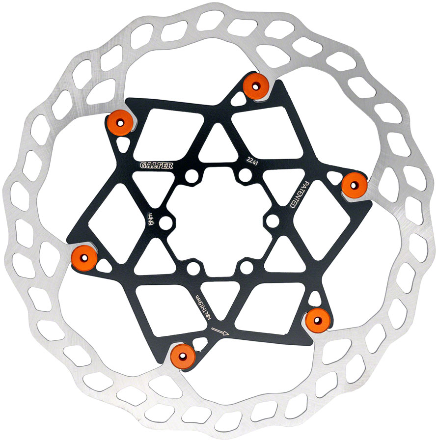 Galfer Floating Wave Disc Brake Rotor - 180mm x 2.0mm, 6-Bolt, Orange 