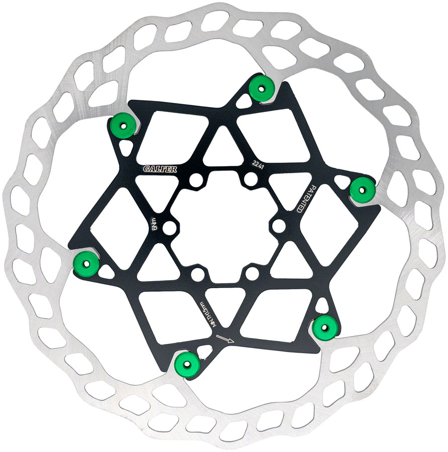Galfer Floating Wave Disc Brake Rotor - 203mm x 2.0mm, 6-Bolt, Green 