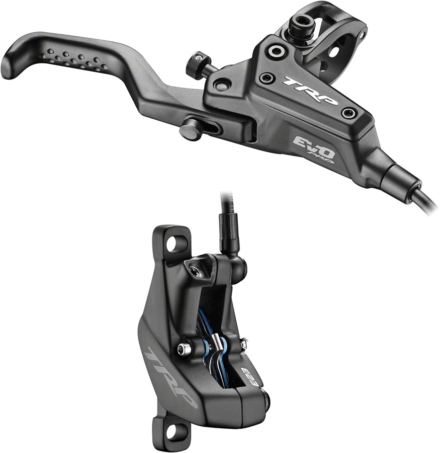 TRP EVO Pro HD-M9040 Disc Brake and Lever - Right/Front or Rear, 1900mm Hose, Post Mount, 4-Piston, Black