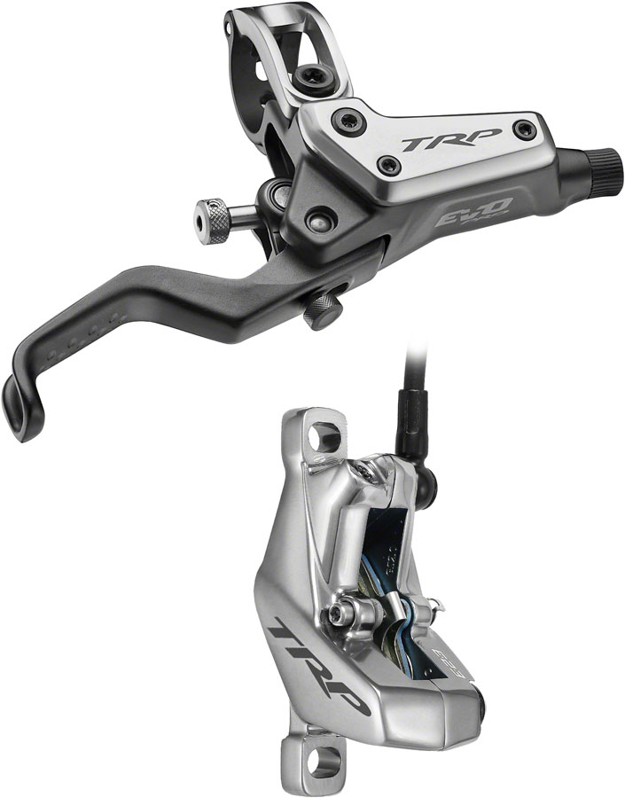 TRP EVO Pro HD-M9040 Disc Brake and Lever - Right/Front or Rear, 1900mm Hose, Post Mount, 4-Piston, Gray