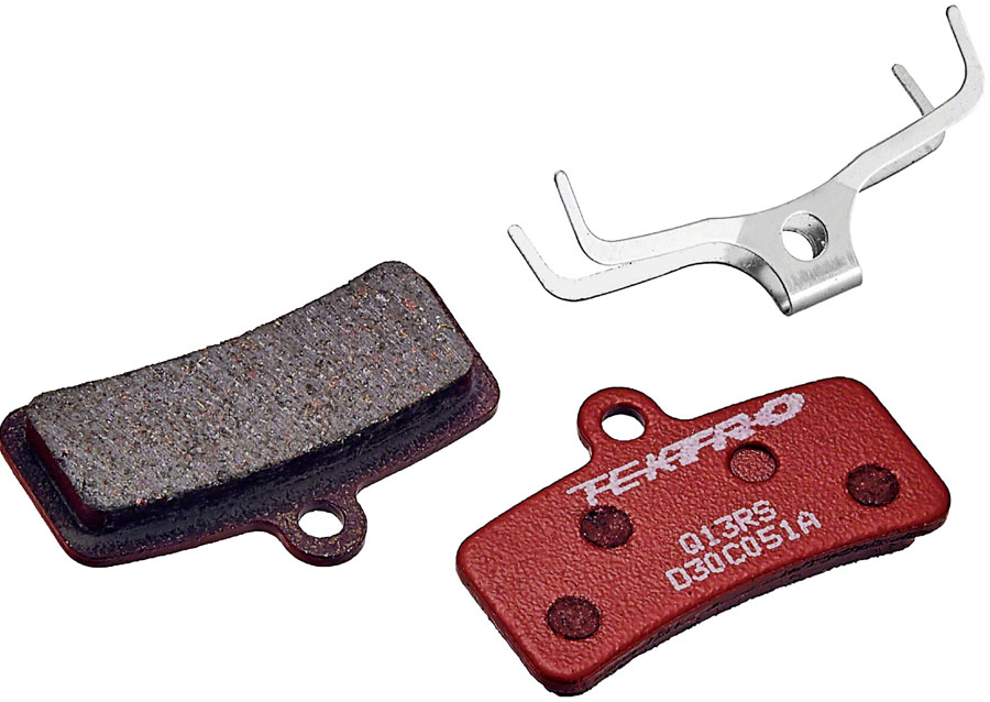 Tektro Q13RS Disc Brake Pad - Resin, 5mm Thickness, For 4-Piston Brake Calipers, Red 