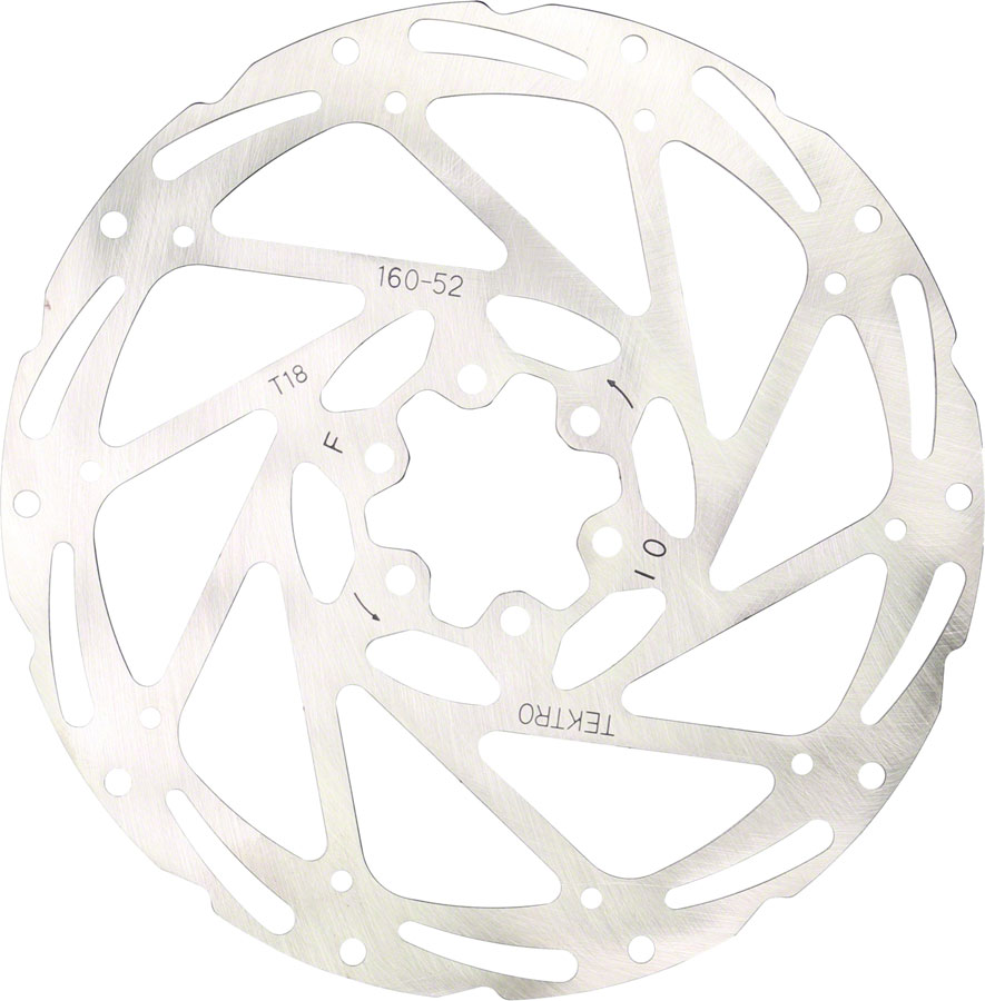 Tektro TR180-52 Disc Rotor - 180mm, 6-Bolt, 1.8mm Thickness, For 2-Piston Calipers, Silver 