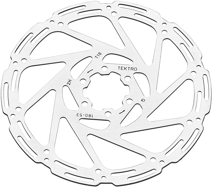 Tektro TR180-53 Disc Rotor - 180mm, 6-Bolt, 1.8mm Thickness, For 4-Piston Calipers, Silver 