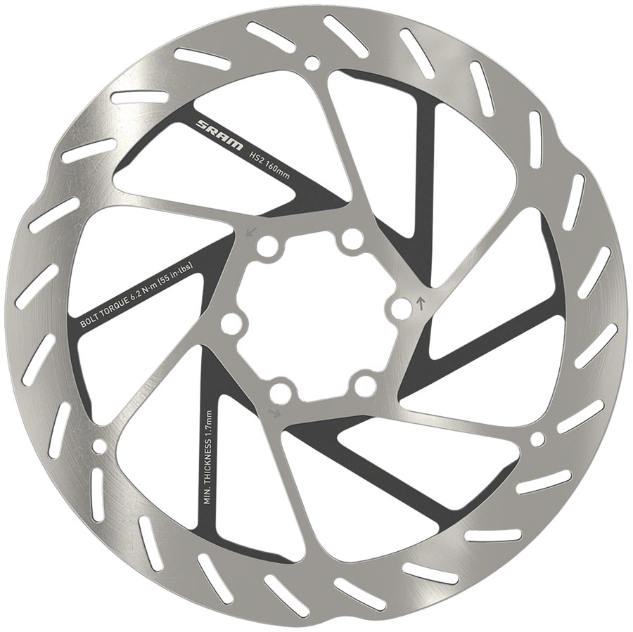 SRAM HS2 Disc Brake Rotor - 160mm, 6-Bolt, Rounded, Silver/Black 
