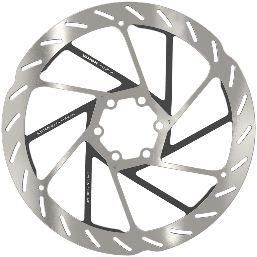 SRAM HS2 Disc Brake Rotor - 180mm, 6-Bolt, Rounded, Silver/Black 