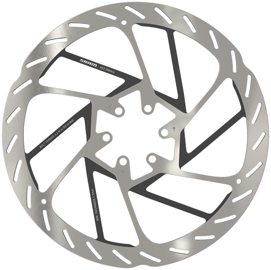 SRAM HS2 Disc Brake Rotor - 200mm, 6-Bolt, Rounded, Silver/Black 