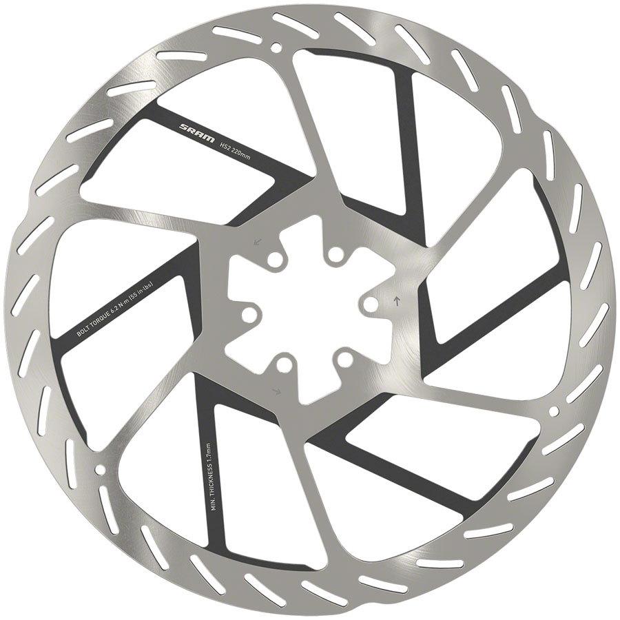 SRAM HS2 Disc Brake Rotor - 220mm, 6-Bolt, Rounded, Silver/Black 