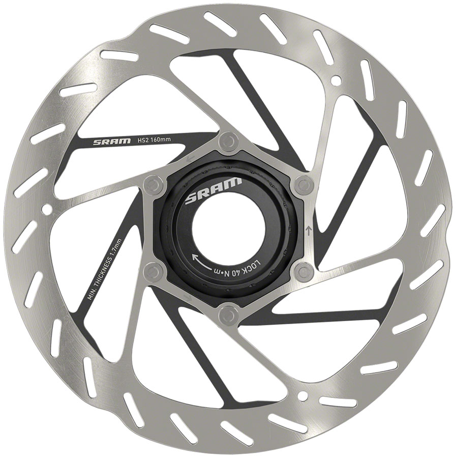 SRAM HS2 Disc Brake Rotor - 160mm, Center Lock, Rounded, Silver/Black 
