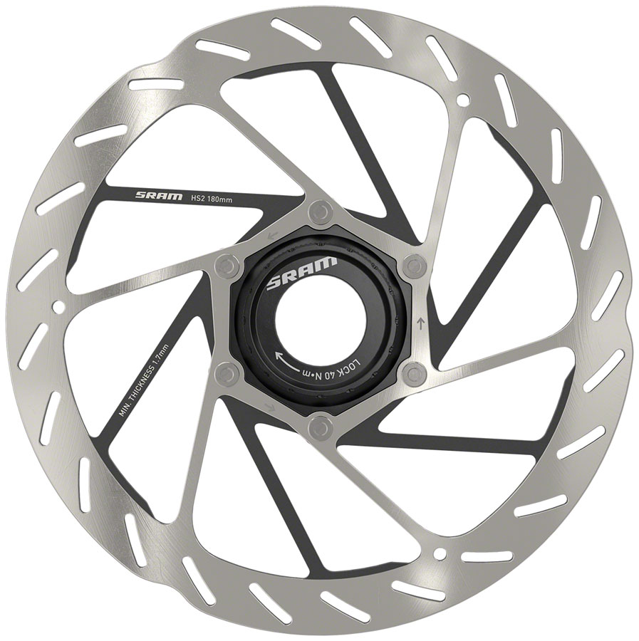 SRAM HS2 Disc Brake Rotor - 180mm, Center Lock, Rounded, Silver/Black 