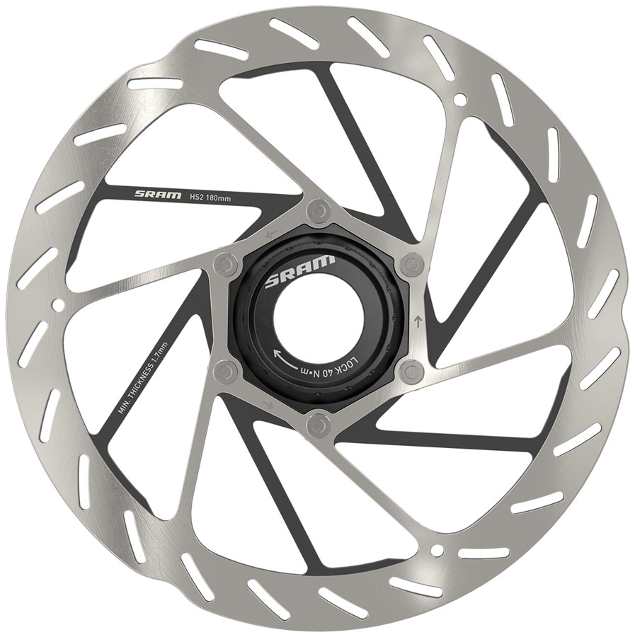 SRAM HS2 Disc Brake Rotor - 180mm, Center Lock, Rounded, Silver/Black






