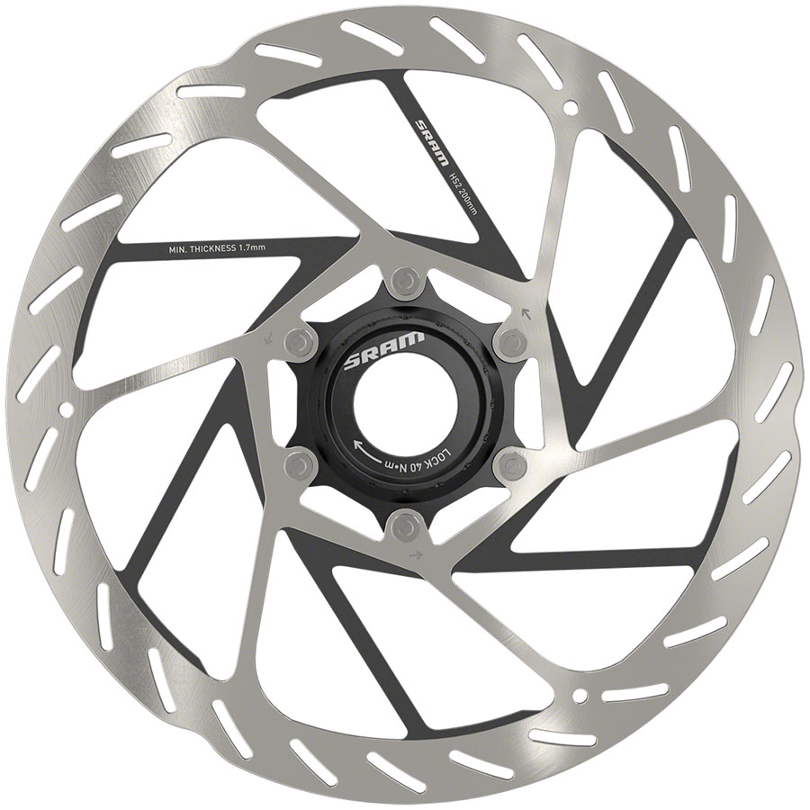 SRAM HS2 Disc Brake Rotor - 200mm, Center Lock, Rounded, Silver/Black 
