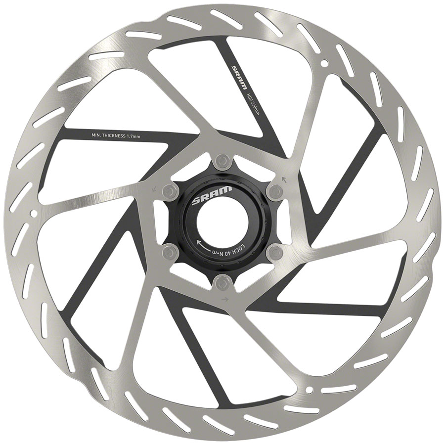 SRAM HS2 Disc Brake Rotor - 220mm, Center Lock, Rounded, Silver/Black 