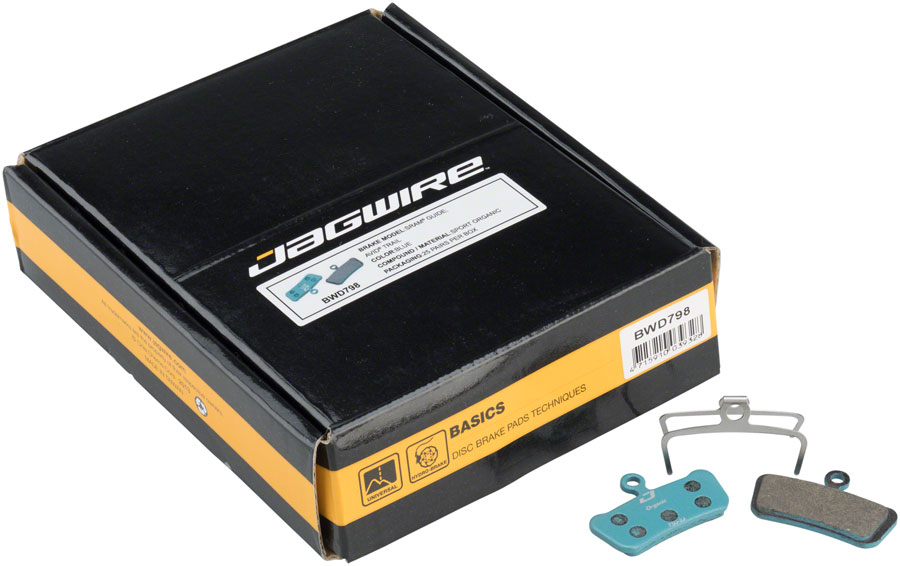 Jagwire Sport Organic Disc Brake Pads for SRAM Guide Ultimate, RSC, RS, R, Avid Trail - Steel Backed, 25 Pair Bulk Pack 