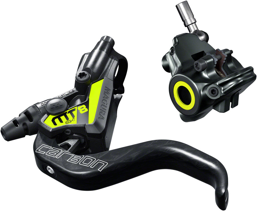 Magura MT8 SL Disc Brake and Lever - Front or Rear, Hydraulic, Flat Mount, Gray/Yellow 