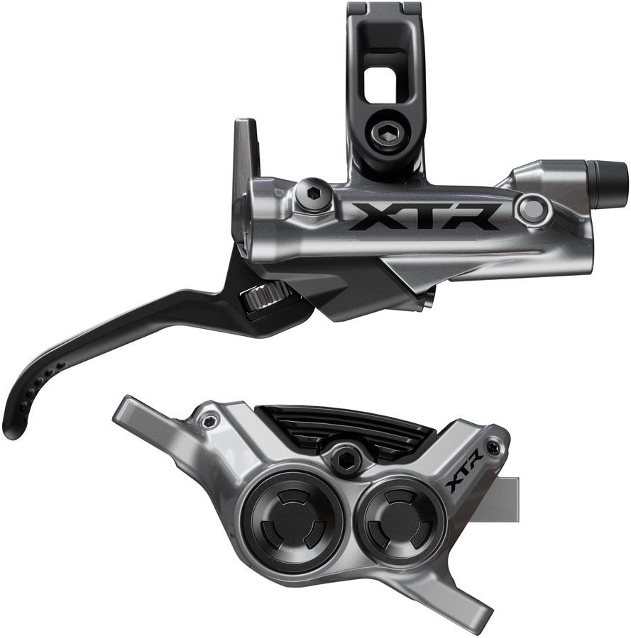 Shimano XTR M9220 Enduro Disc Brake and Lever - Right/Rear, Post Mount, 4-Piston Caliper, SM-BH90-SBM Hose, Finned Metal Pads, Gray