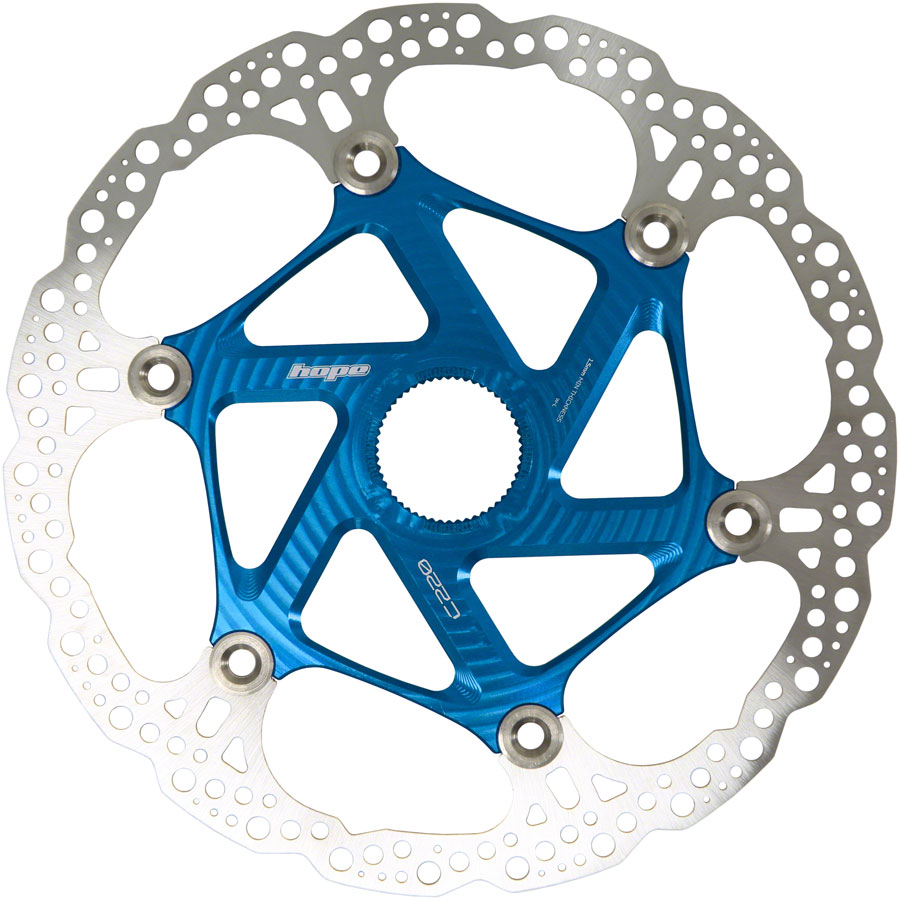 Hope MTB Floating Centre-Lock Disc Brake Rotor - 220mm, Center-Lock, Blue 