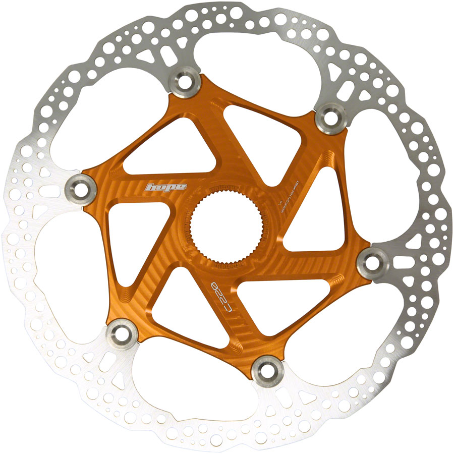 Hope MTB Floating Centre-Lock Disc Brake Rotor - 220mm, Center-Lock, Orange 