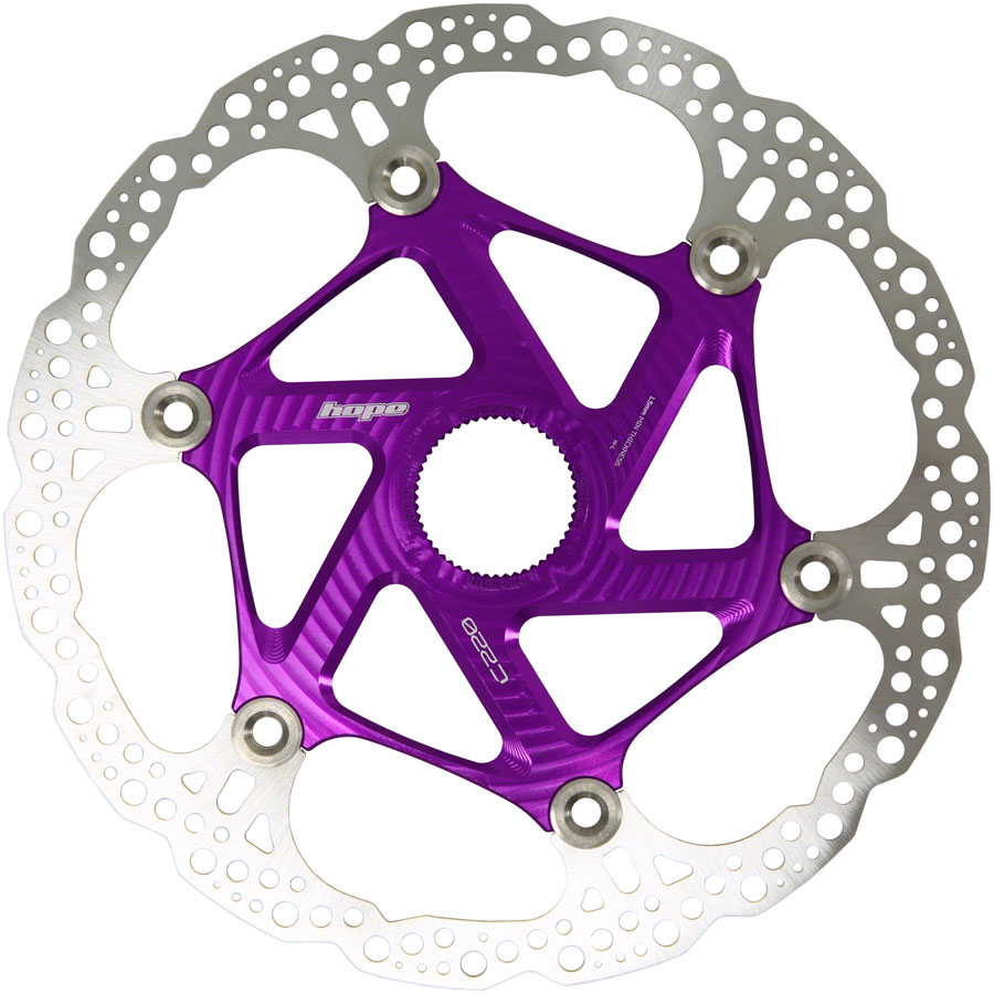 Hope MTB Floating Centre-Lock Disc Brake Rotor - 220mm, Center-Lock, Purple 