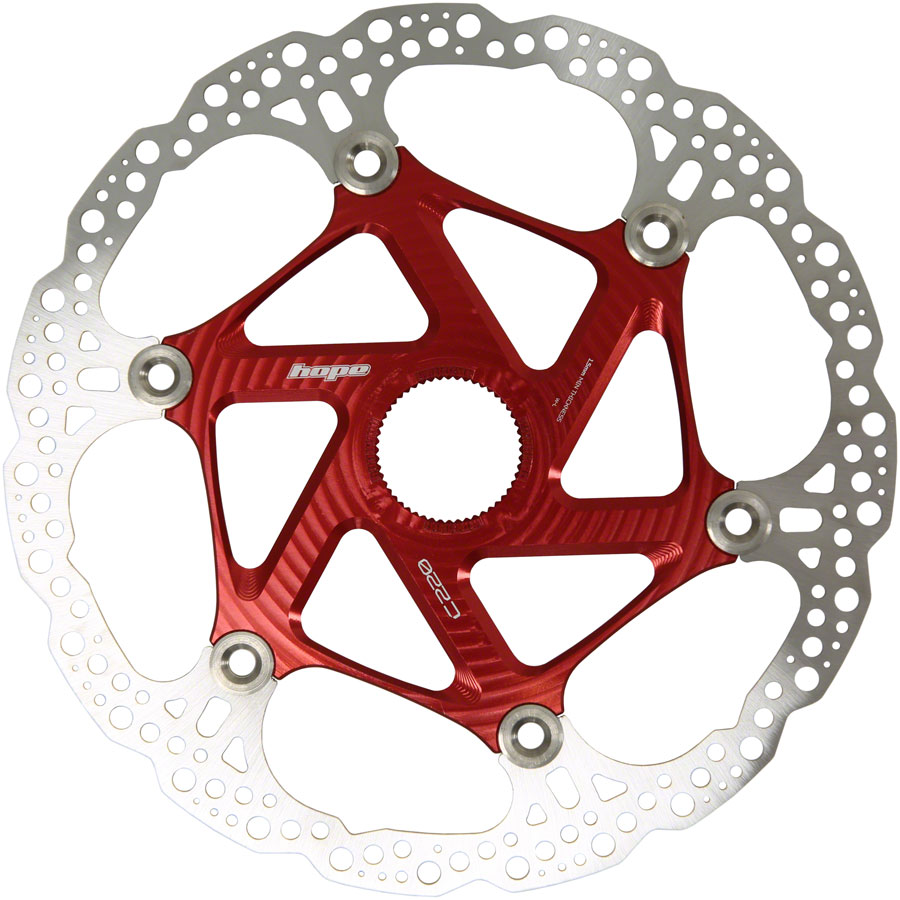 Hope MTB Floating Centre-Lock Disc Brake Rotor - 220mm, Center-Lock, Red 