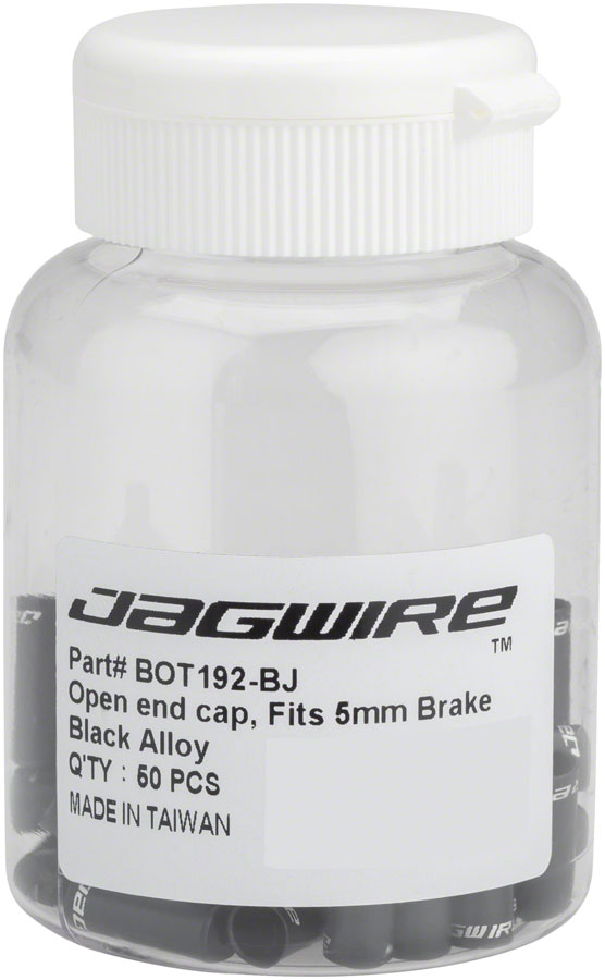 Jagwire 5mm Open Alloy End Caps Bottle of 50, Black 