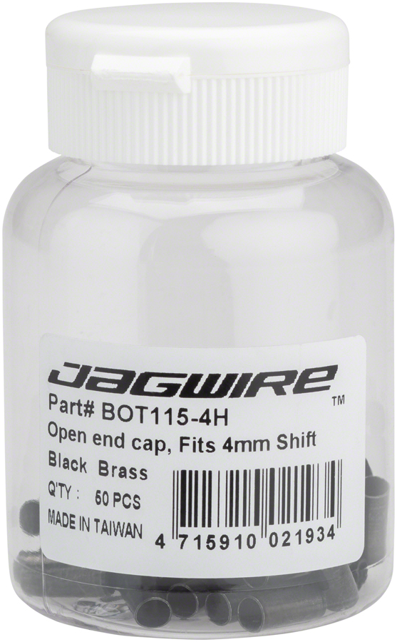 Jagwire 4mm Open Brass End Cap Bottle of 50, Black 