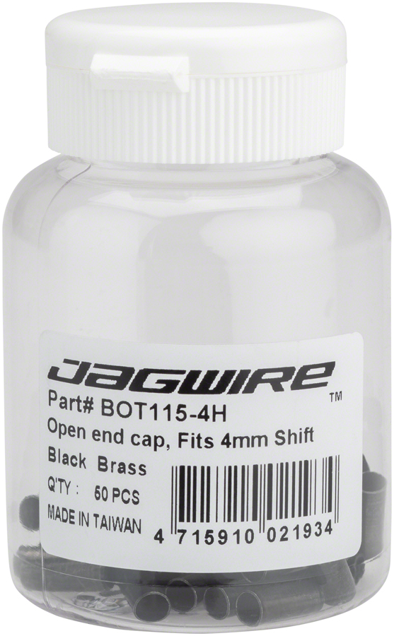 Jagwire 4mm Open Brass End Cap Bottle of 50, Black






