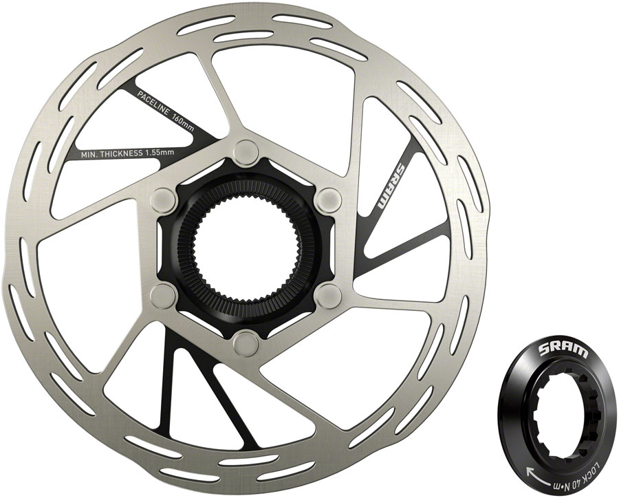 SRAM Paceline Disc Brake Rotor - 160mm, Center Lock, 1.85mm, Includes Internal Tooled Lockring