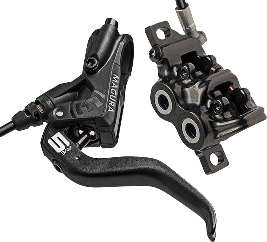 Magura MT5 Disc Brake and Lever - Front or Rear, Hydraulic, Post Mount, Black 