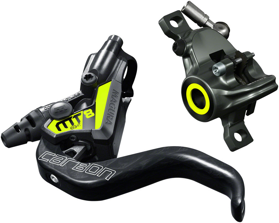 Magura MT8 SL Disc Brake and Lever - Front or Rear, Hydraulic, Post Mount, Gray/Yellow 