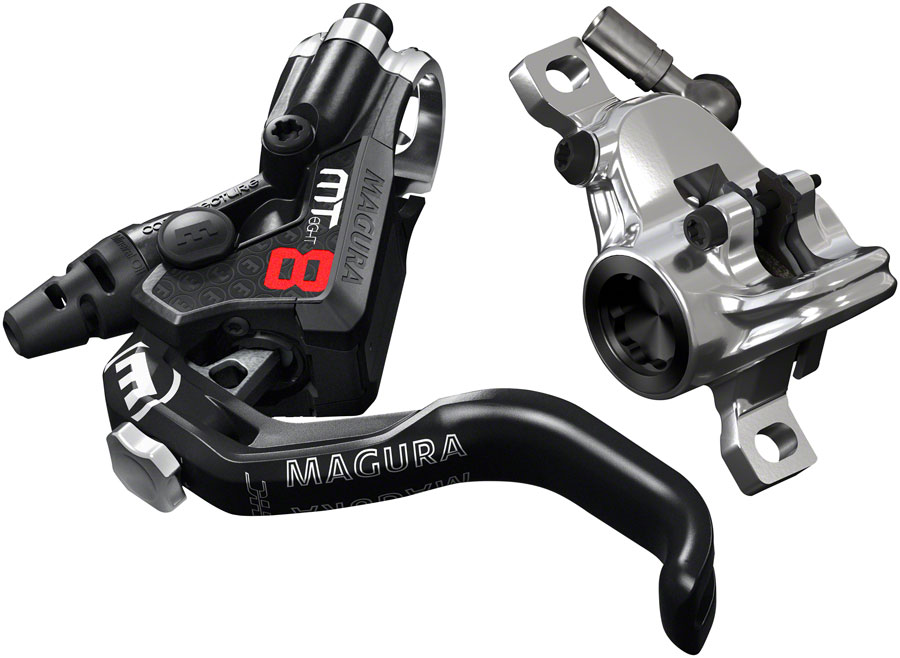 Magura MT8 Pro Disc Brake and Lever - Front or Rear, Hydraulic, Post Mount, Black/Chrome 
