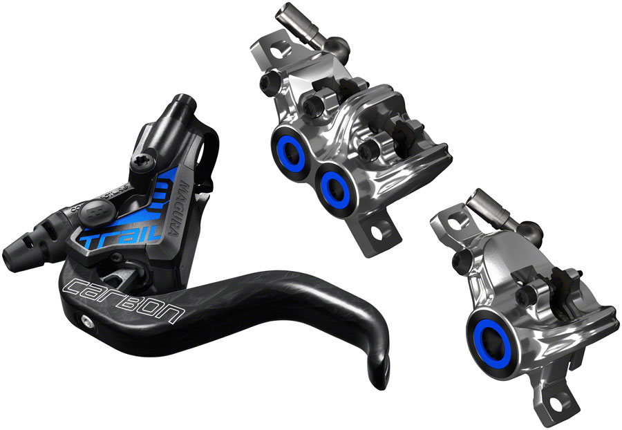 Magura MT Trail SL Disc Brake Set Disc Brake Set - Front and Rear, Hydraulic, Post Mount, Black/Chrome 