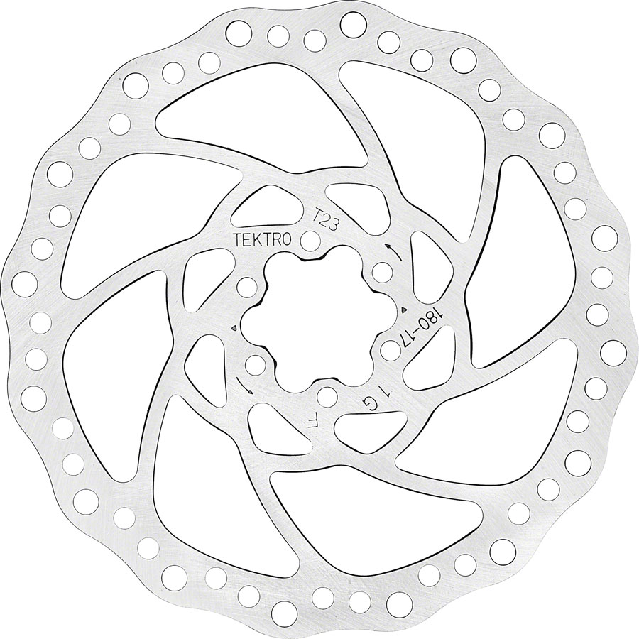 Tektro TR-17 Disc Brake Rotor - 180mm, 6-Bolt, 2.3mm Thickness, Silver 