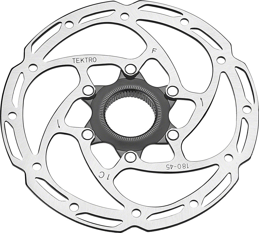 Tektro TR-45 Disc Brake Rotor - 180mm, Center-Lock, 2.3mm Thickness, Silver 