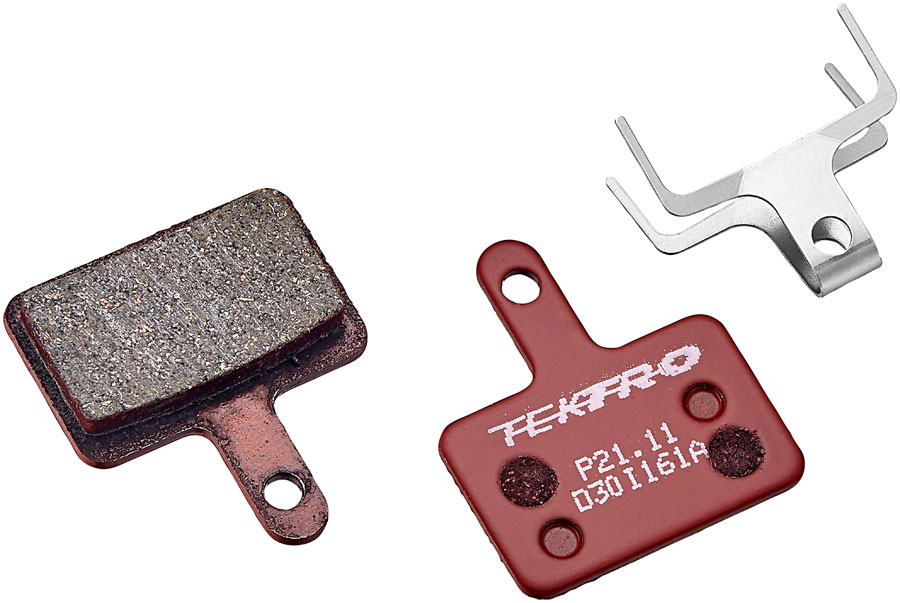 Tektro P21.11 Disc Brake Pads - Resin, 5mm Thickness, For Use With 2- Piston Caliper, Red 