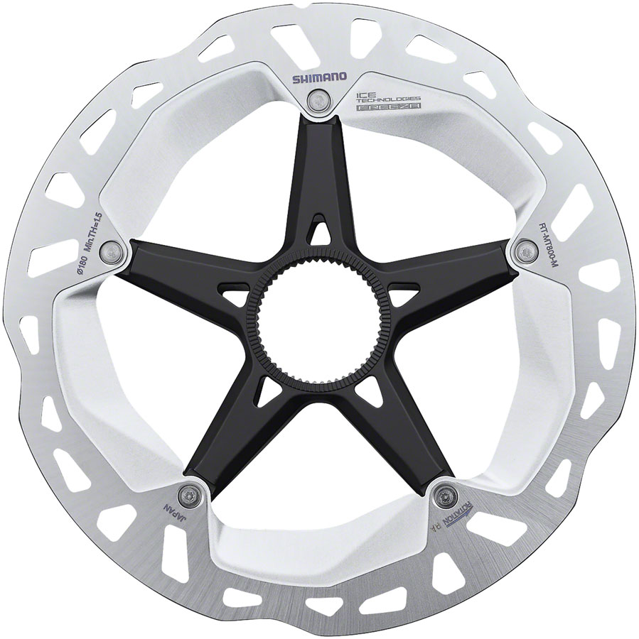 Shimano Deore XT RT-MT800-M Disc Brake Rotor with External Lockring - 180mm, Center Lock, Silver/Black 