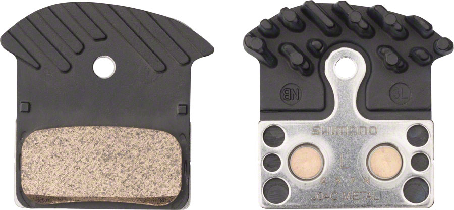 Shimano J04C-MF Disc Brake Pads and Springs - Metal Compound, Finned Alloy and Stainless Steel Back Plate, One Pair 