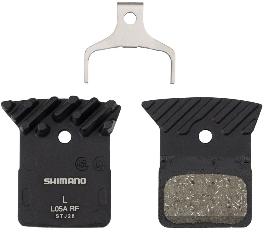 Shimano L05A-RF Disc Brake Pad and Spring - Resin Compound, Finned Alloy Back Plate, Box/25 pair 