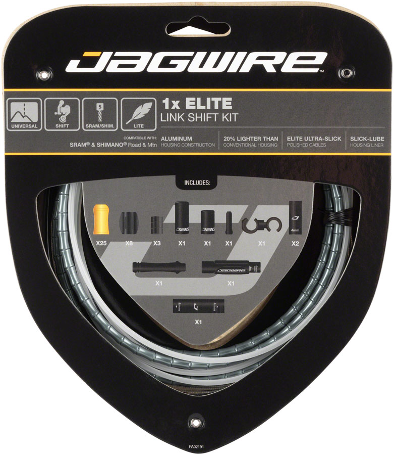 Jagwire 1x Elite Link Shift Cable Kit SRAM/Shimano with Polished Ultra-Slick Cable, Ltd. Gray 