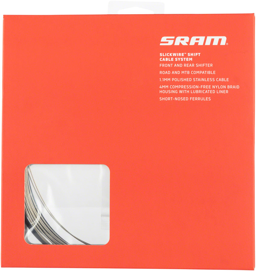 SRAM SlickWire Shift Cable and Housing Kit - Road/MTB, 4mm, Nylon Braided, Black 
