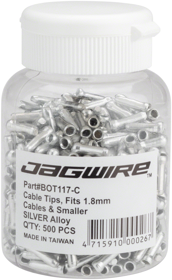 Jagwire 1.8mm Cable End Crimps SIlver Bottle/500 