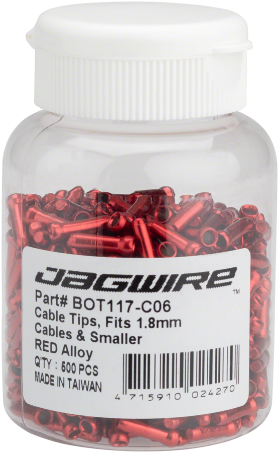 Jagwire 1.8mm Cable End Crimps Red Bottle/500 