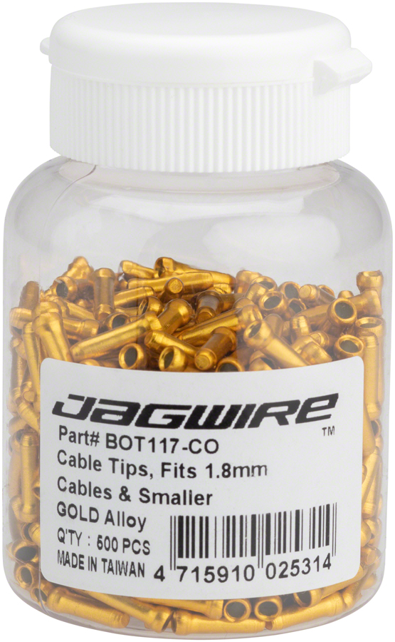 Jagwire 1.8mm Cable End Crimps Gold Bottle/500






