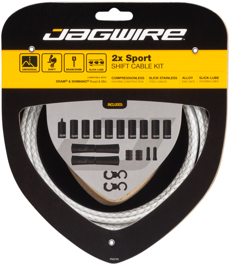 Jagwire 2x Sport Shift Cable Kit SRAM/Shimano, Braided White 