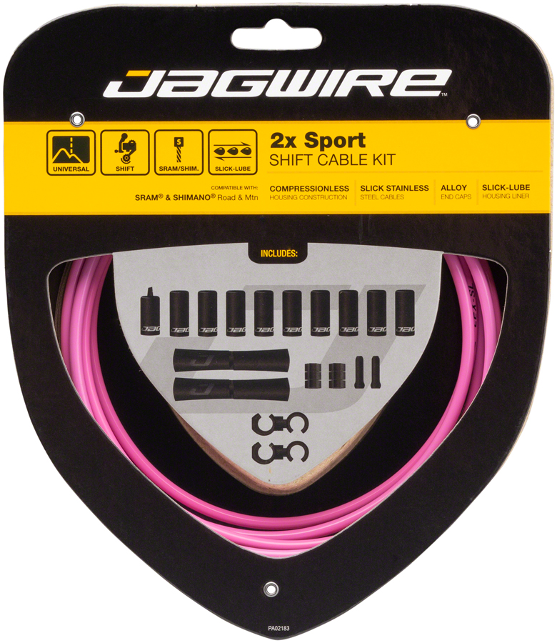 Jagwire 2x Sport Shift Cable Kit SRAM/Shimano, Pink 