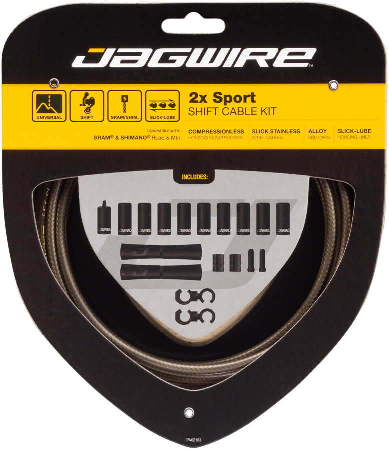Jagwire 2x Sport Shift Cable Kit SRAM/Shimano, Carbon Silver 