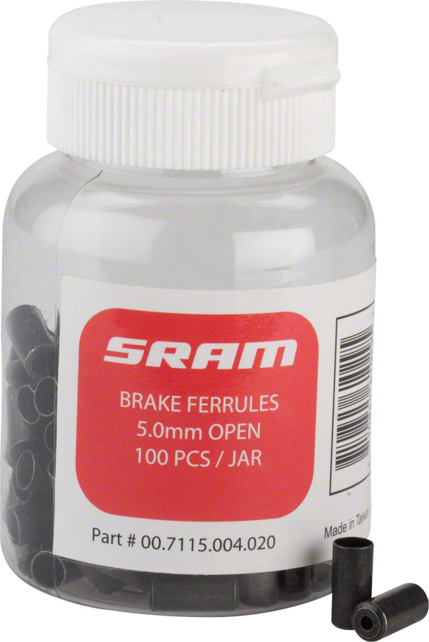 SRAM 5mm Brake Cable Housing Ferrules Black, 100-count Jar 