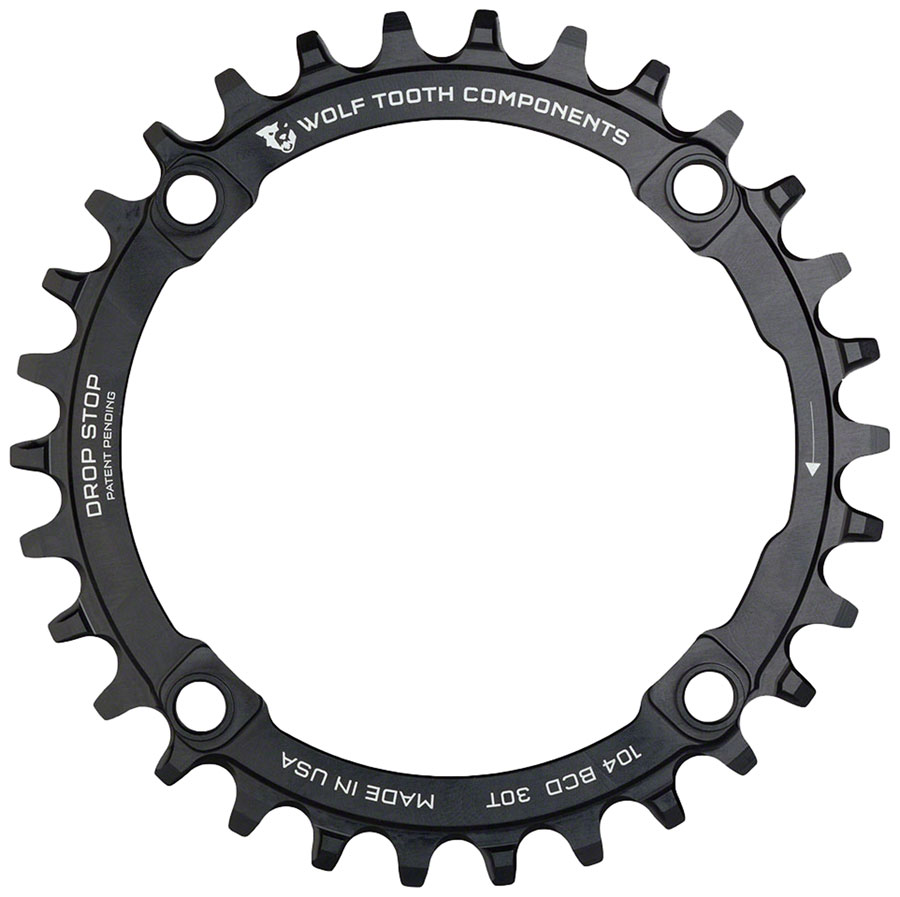 Wolf Tooth 104 BCD Chainring 30t 104 BCD 4Bolt DropStop Black