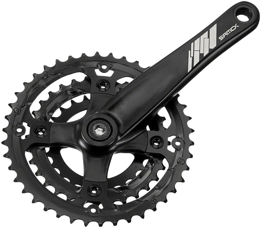 Samox AF26 Crankset - 175mm, 9-Speed, 44/32/22t, 104/64 BCD, JIS Square Taper Spindle Interface, Spindle Bolts Sold Separate, Black 